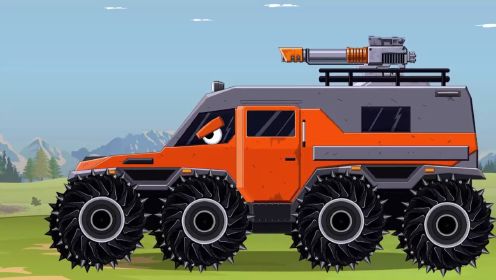 坦克世界动画：怪兽卡车VS导弹飞车坦克