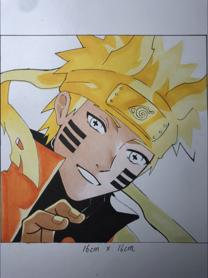 手绘火影忍者漩涡鸣人上色绘画过程图