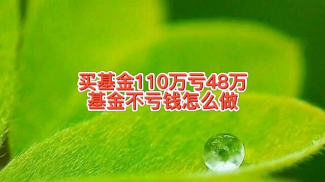 买基金110万亏了48万,长期拿基金咋不赚钱,玩基金不亏钱怎么办