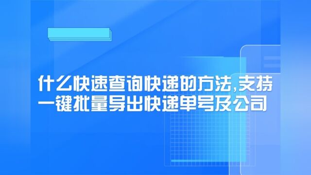 如何一键完成快递单号批量查询并导出表格?