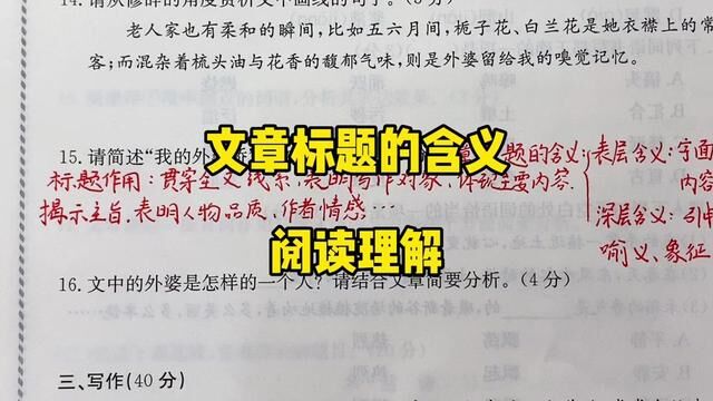 文章标题的含义#阅读理解 #阅读理解的技巧和方法