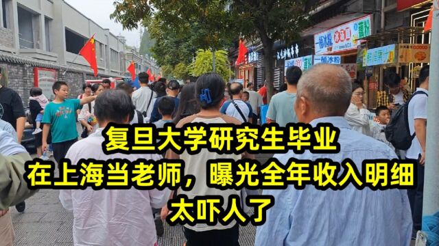 复旦大学研究生毕业,在上海当老师,曝光全年收入明细,太吓人了