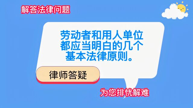 劳动者和用人单位都应当明白的几个基本法律原则.