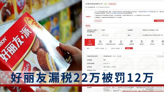 好丽友因进口商品申报不实漏税被罚12万余元