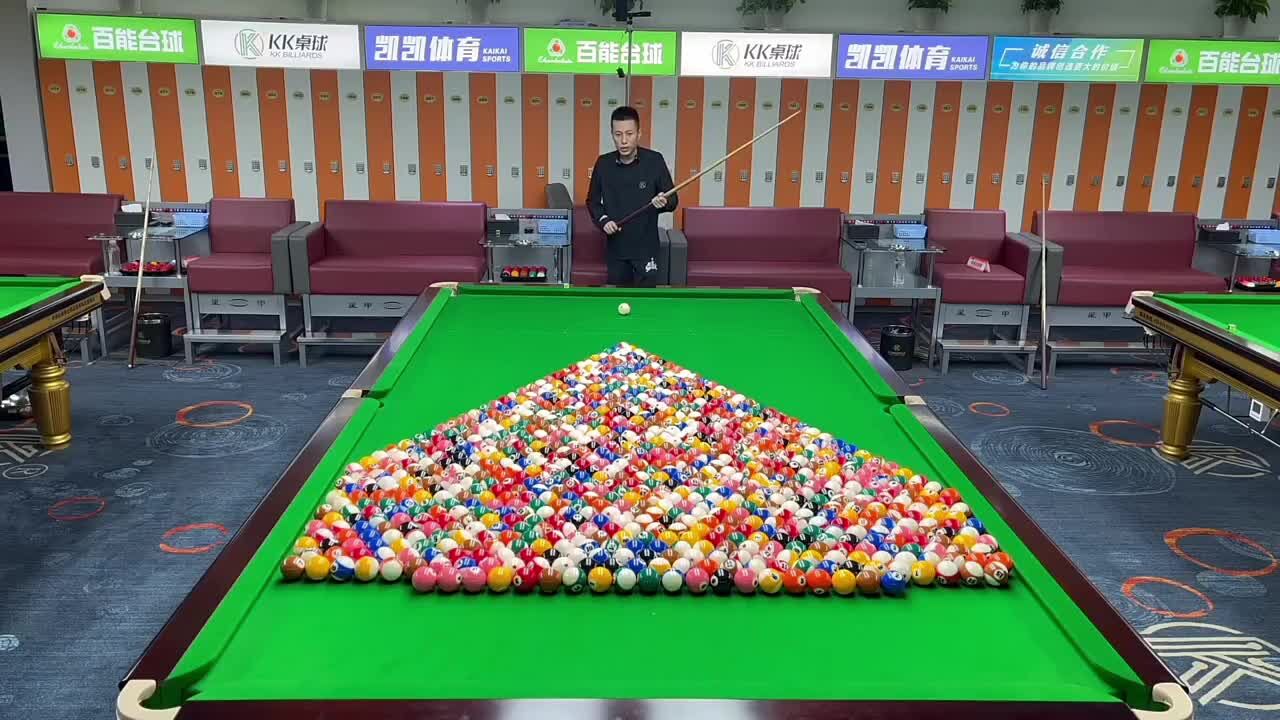 KK台球范云阁 挑战全网一杆清台 优质视频推荐 #上看台球_腾讯视频