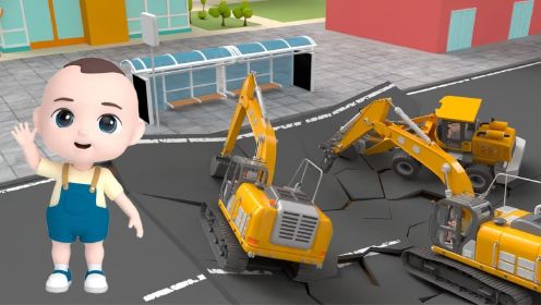 早教动画：嘟嘟的工程车修建公交站