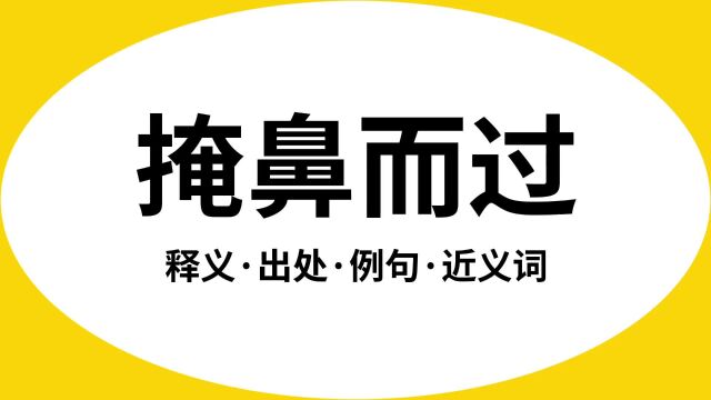 “掩鼻而过”是什么意思?