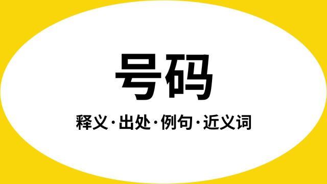 “号码”是什么意思?