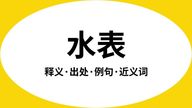 “水表”是什么意思?