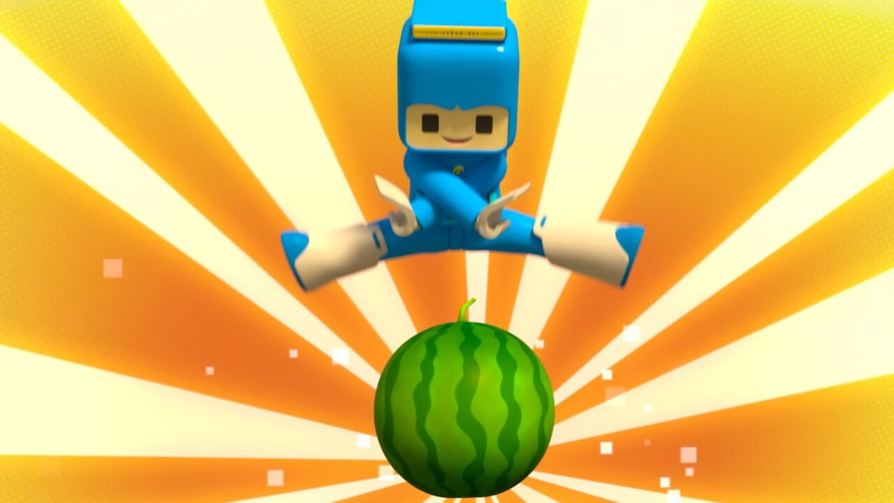 机器人鲁鲁用切瓜十八式手劈西瓜