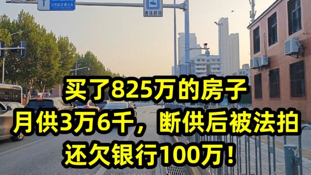 买了825万的房子,月供3万6千,断供后被法拍,还欠银行100万!