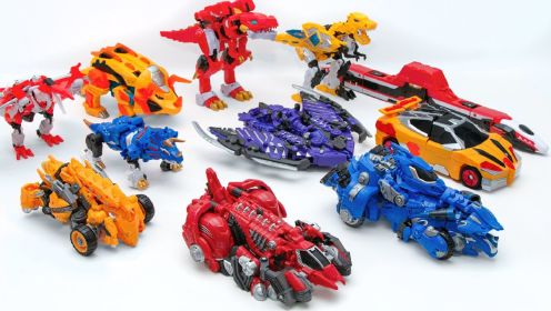 彩色恐龙和交通工具机器人玩具变形