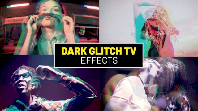 PR模板36种畸变艺术故障迷幻视觉特效动画效果 Dark Glitch TV