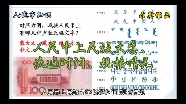 人民币上民族文字、流通时间、规格情况