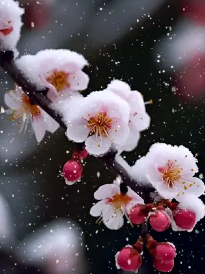 偏偏雪染红豆腮 纸上堆满相思诀 谁人来卸梅花钗 #诗词 #雪中梅花