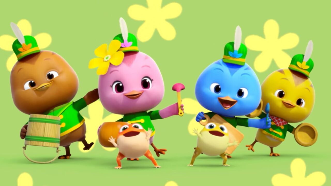 两只小蟾蜍咕呱咕呱争高低,吵闹声直冲天际,萌鸡小队机智用激将法解决