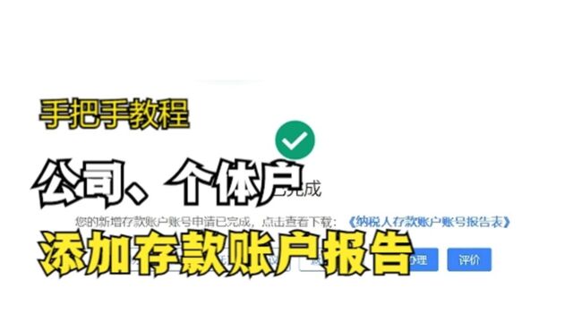 公司、个体户添加存款账户报告,新电子税务局,手把手操作