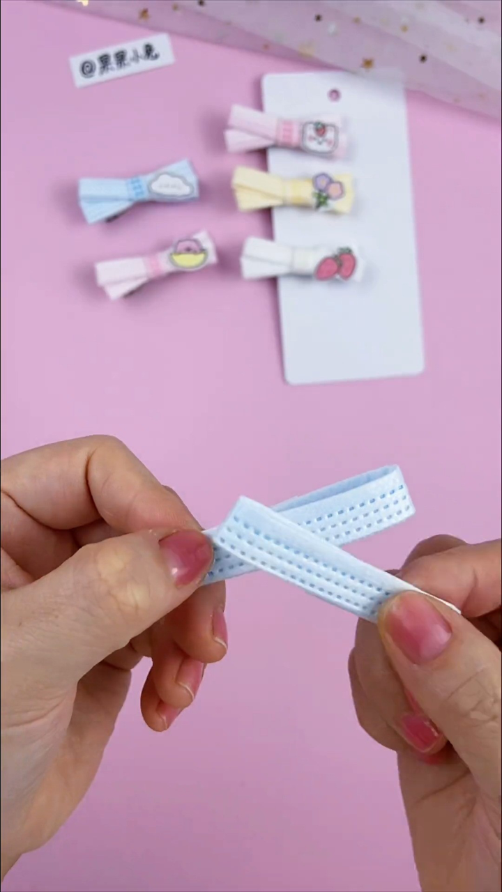 用口罩自制蝴蝶结卡通发夹 手工简单闺蜜发饰