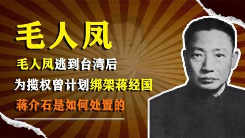 毛人凤逃到台湾后，为揽权曾计划绑架蒋经国，蒋介石是如何处置的