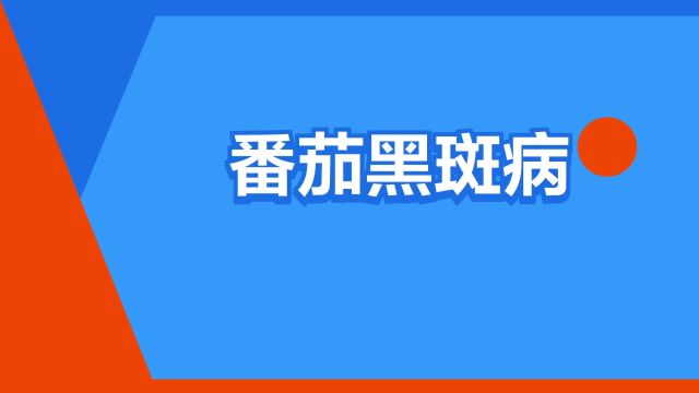 “番茄黑斑病”是什么意思?