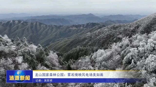 龙山国家森林公园:雾凇掩映风电场美如画