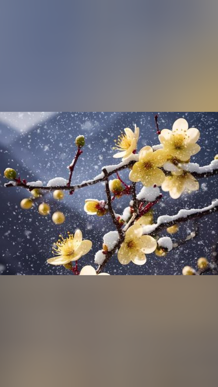雪落在梅花上的图片图片