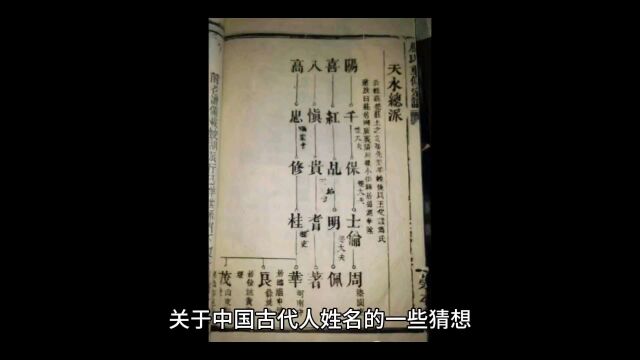 关于中国古代人姓名的一些猜想