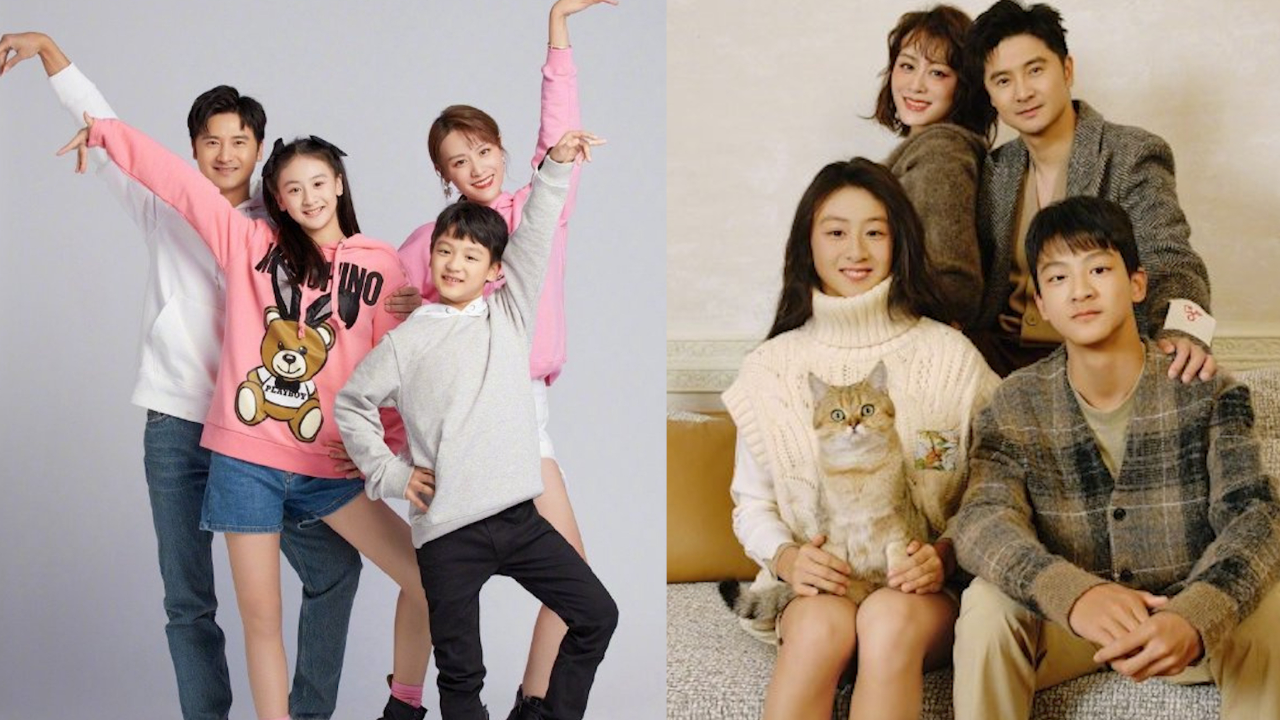 叶一茜晒全家福,一家四口共用一张脸,森碟大长腿最吸睛