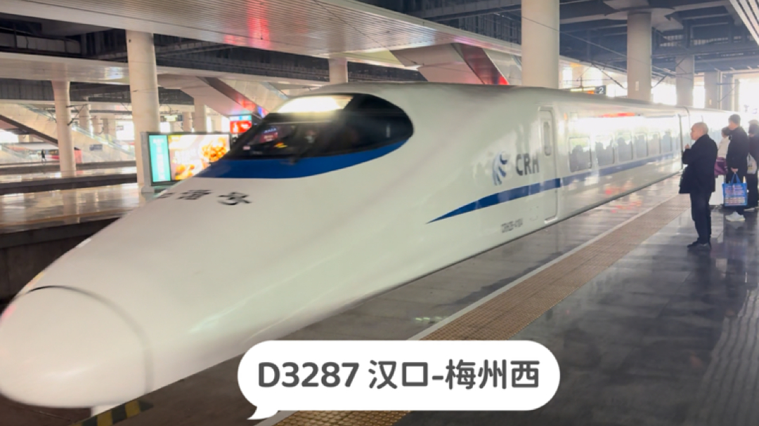 江西南昌,实拍d3287次列车停靠南昌西站,汉口开往梅州