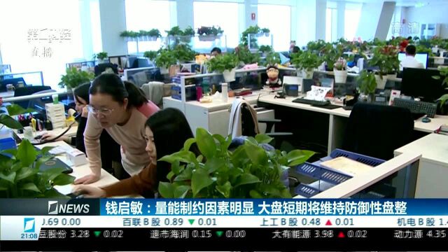 钱启敏:量能制约因素明显 大盘短期将维持防御性盘整