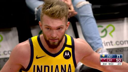 《NBA全场回放》【原声回放】步行者vs公牛第3节 哈里森助飞加福德双臂拽筐暴扣