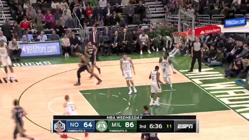 《NBA全场回放》【原声回放】鹈鹕vs鹈鹕第3节 科沃尔底角三分终于开胡