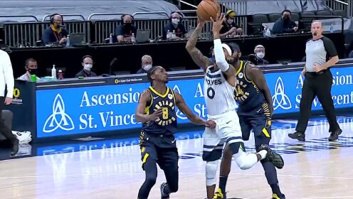 《NBA全场集锦》撕裂防守直杀禁区 拉塞尔蝴蝶穿花举火烧天2+1