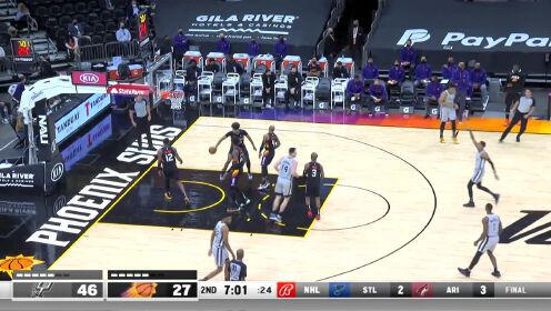 《NBA全场集锦》【原声】马刺111-85太阳 德罗赞缺阵马刺六人上双大胜太阳