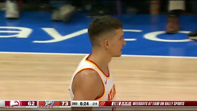 NBA常规赛：老鹰vs雷霆第3节英文原声回放