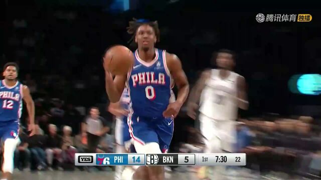 NBA：找回曾经的自己！西蒙斯强硬突破2+1