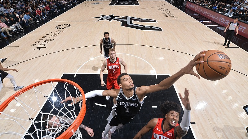 火箭vs马刺五佳球 泰特残暴大帽黑黑云压城 文班亚马只手遮天抓帽杰伦