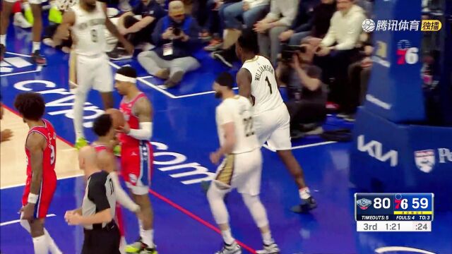 这大体格子！ 锡安空中怼人  球脱手仍然打进