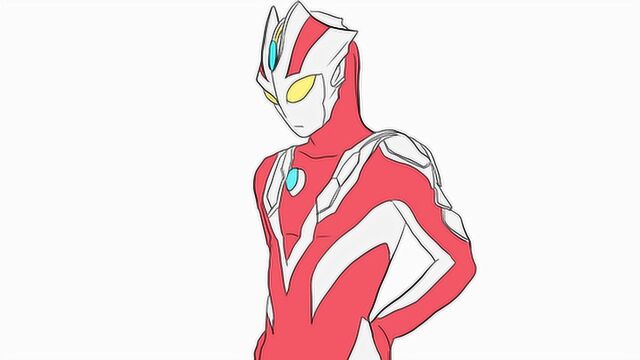 低头沉思的奥特曼儿童卡通简笔画