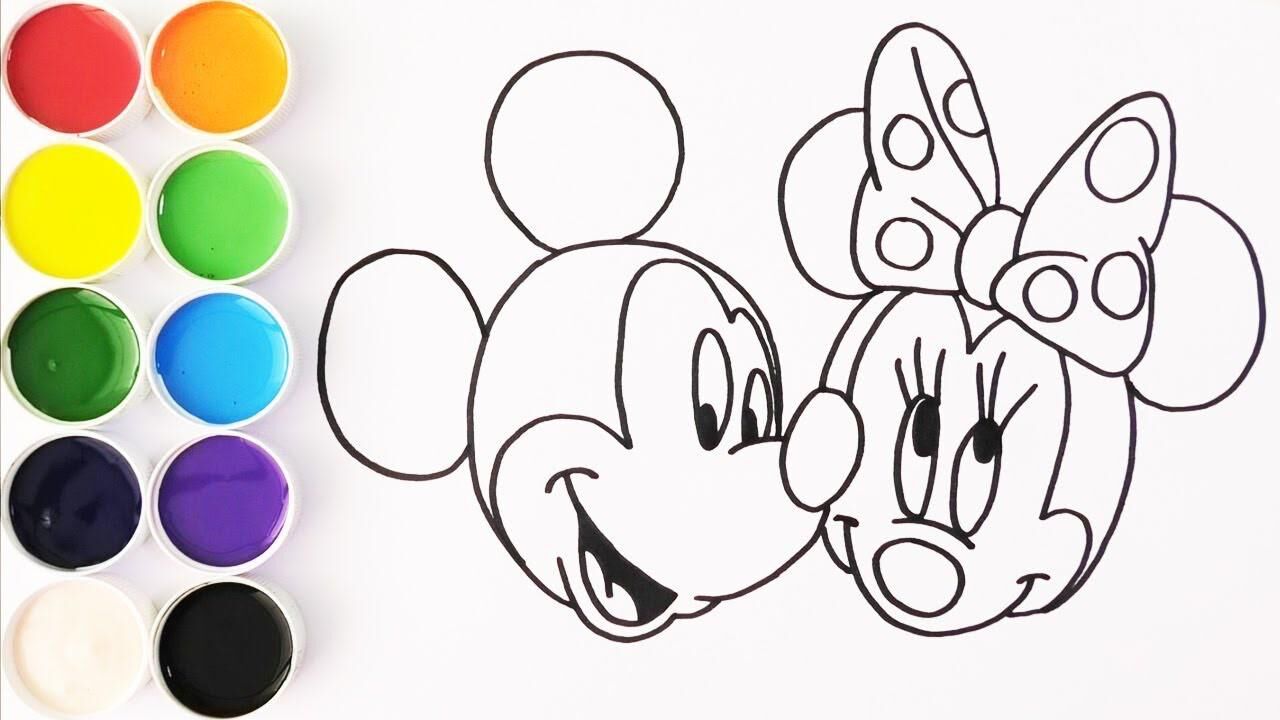 趣味简笔画画米老鼠和米妮