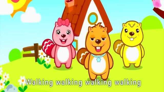 经典英文儿歌《Walking》蹦蹦跳跳跑,真可爱!