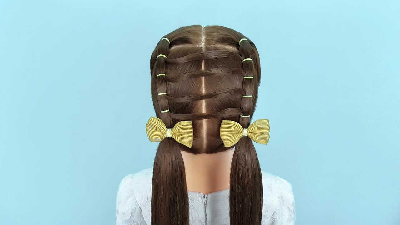 发量少的小朋友扎个这样的双马尾儿童发型就可以轻松的美美美了