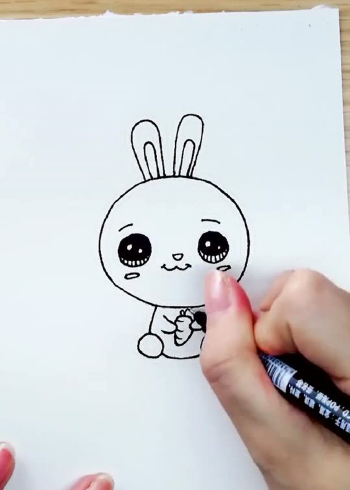 简笔画,教你画一只坐在草地上的兔子,你喜欢吗