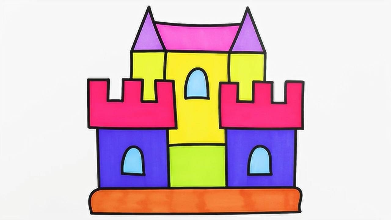 神秘的城堡简笔画涂色教程