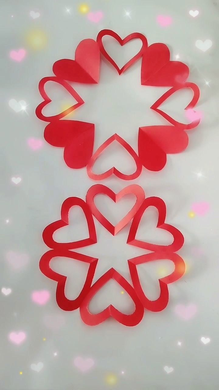 简单版窗花怎么剪?教你一张纸剪出漂亮的心连心窗花.