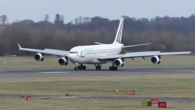 法国航空空客A340200 FRAJB航班在爱丁堡机场完成起降