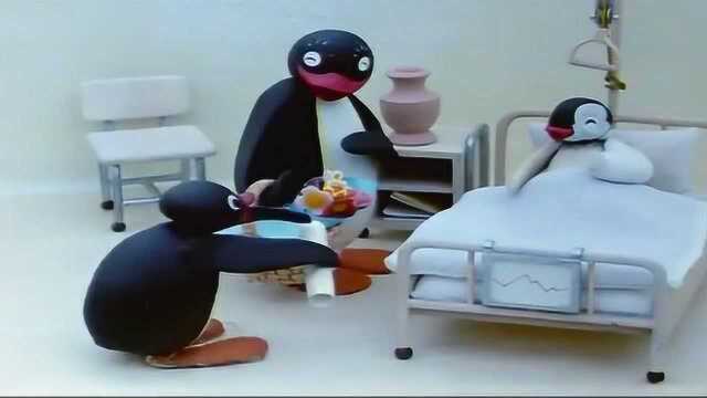 企鹅家族6:妈妈带着pingu去医院看受伤的妹妹,妹妹看到他很开心