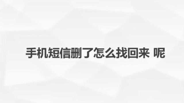 手机短信删了怎么找回来呢