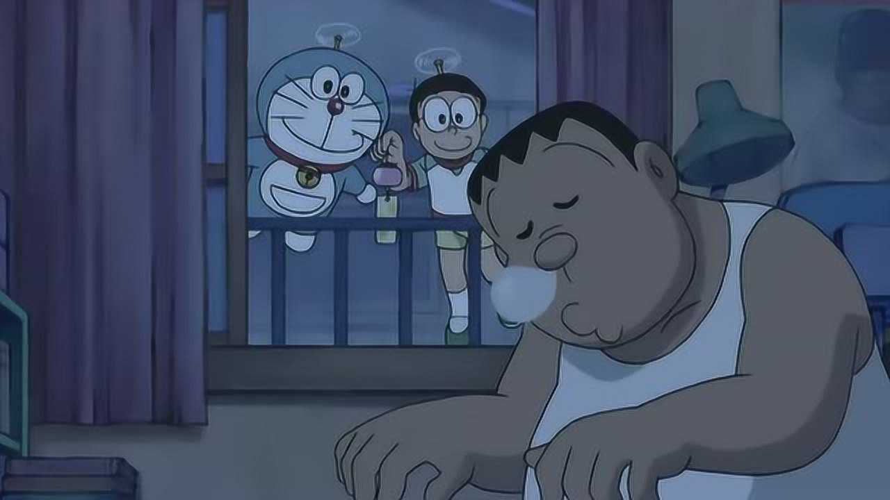 胖虎梦游记胖虎睡梦中惊醒后疯狂放屁臭坏哆啦a梦