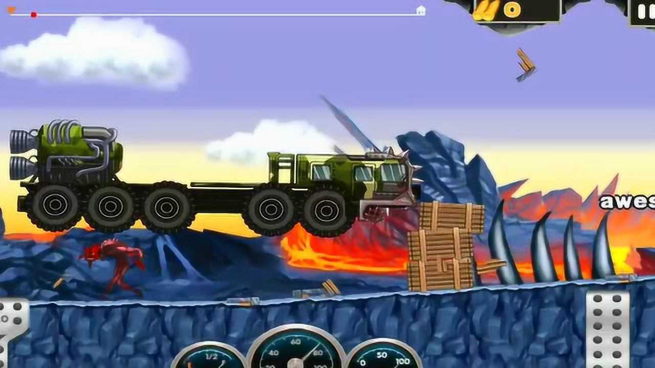 怪物登山赛车超长怪物车被怪兽拦截没有登山能力